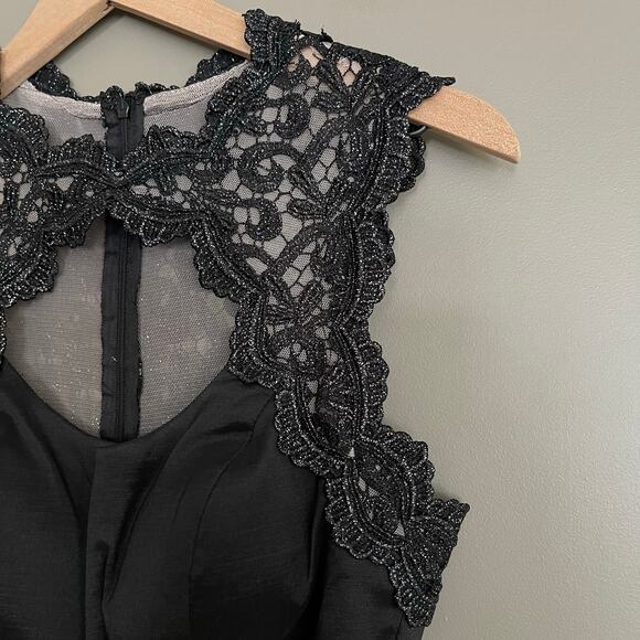 NWT Xscape Lace Taffeta Mermaid Gown Black Size 8‎ Maxi Dress Metallic Elegant - Picture 7 of 16